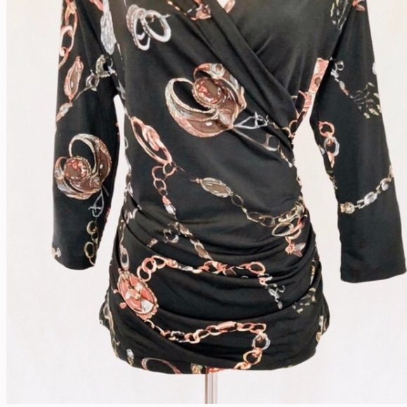 Carmen Marc Valvo Pattern Side Ruched Top - Picture 4 of 8